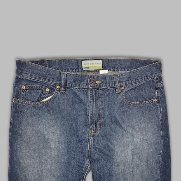Old Navy Boot-Cut Jeans Low Waist Five-Pocket Zip Fly Denim Dark Wash Loose 14 - Picture 2 of 7